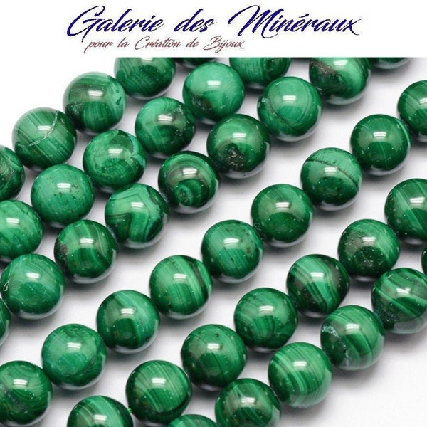 MALACHITE  gemme pierre fine naturelle en lot de perles rondes   en 6mm 8mm : création bijoux & loisirs créatifs