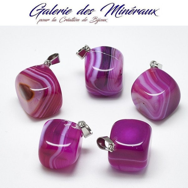 AGATE  Fuchsia Pendentif  de  50 CARATS  Qualité Extra en forme Cube  lithotherapie pierre naturelle