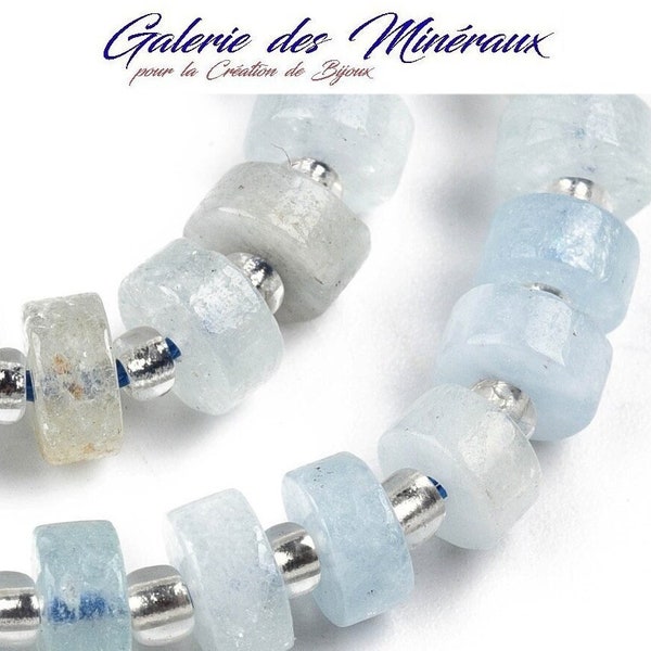 AQUAMARINE gemstone natural fine stone in batch of 6mm round heishi beads: jewelry creation & creative hobbies