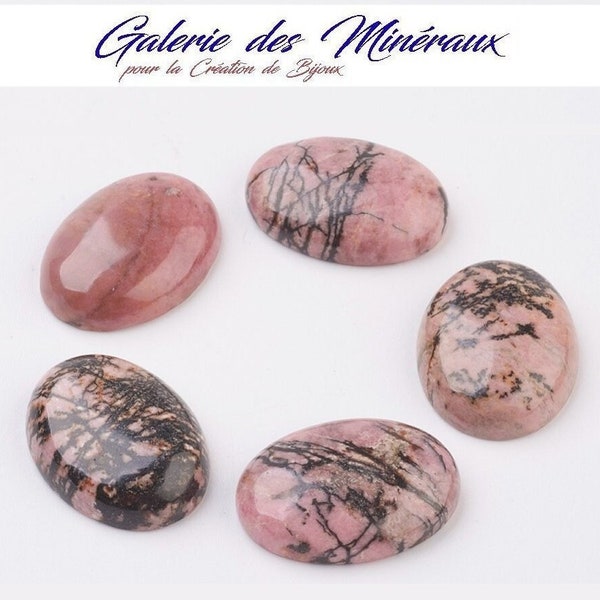 RHODONITE  gemme pierre fine naturelle en cabochon ovale en 18x13mm, 25x18mm et 40x30mm : création bijoux, macramé & loisirs créatifs