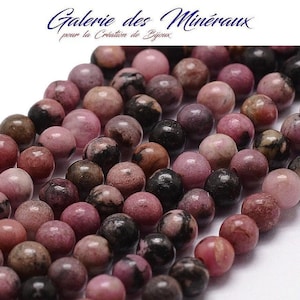 RHODONITE  gemme pierre fine naturelle en lot de perles rondes   en 6mm 8mm 10mm : création bijoux & loisirs créatifs