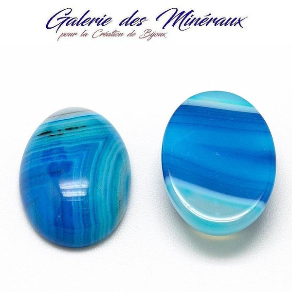 AGATE BLEUE  gemme pierre fine naturelle en cabochon ovale en 18x13mm et 25x18mm : création bijoux, macramé et loisirs créatifs