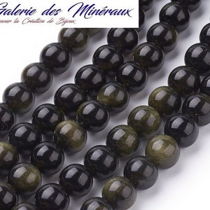 Golden OBSIDIAN gemstone natural fine stone in batch of round beads in 6mm 8mm 10mm: jewelry creation & creative hobbies