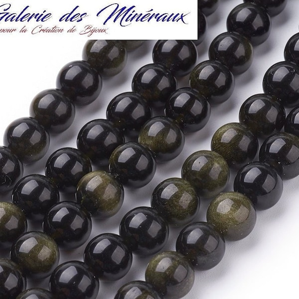 OBSIDIENNE  Dorée  gemme pierre fine naturelle en lot de perles rondes   en 6mm 8mm 10mm : création bijoux & loisirs créatifs