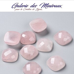 QUARTZ  ROSE  gemme pierre naturelle en cabochon carré à facettes en 20x20mm : création bijoux, macramé et loisirs créatifs