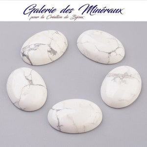 HOWLITE gemme pierre fine naturelle en cabochon ovale en 18x13mm, 25x18mm et 40x30mm : création bijoux, macramé & loisirs créatifs image 1