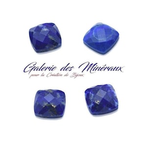 LAPIS  LAZULI  gemme pierre naturelle en cabochon à dos plat et en  carré à facettes en 8x8mm : création bijoux, macramé et loisirs créatifs