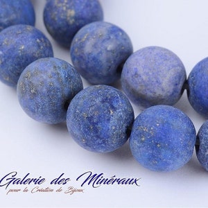 LAPIS LAZULI Mat Givré gemme pierre fine naturelle en lot de perles rondes en 6mm 8mm 10mm : création bijoux & loisirs créatifs image 1