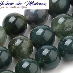 MOSS AGATE gemstone natural stone in batch of round beads in 6mm 8mm 10mm: jewelry creation & creative hobbies