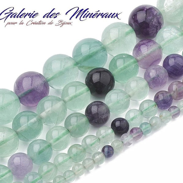 FLUORITE  gemme pierre fine naturelle en lot de perles rondes   en 6mm 8mm 10mm : création bijoux & loisirs créatifs