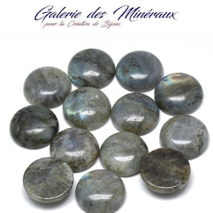 LABRADORITE gemme pierre fine naturelle en cabochon rond en 12mm et 20mm : création bijoux, macramé et loisirs créatifs image 1