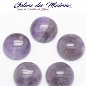 AMETHYSTE pierre naturelle en cabochon rond en 8mm, 10mm, 14mm, 16mm, 20mm et 30mm : création bijoux, macramé et loisirs créatifs image 1