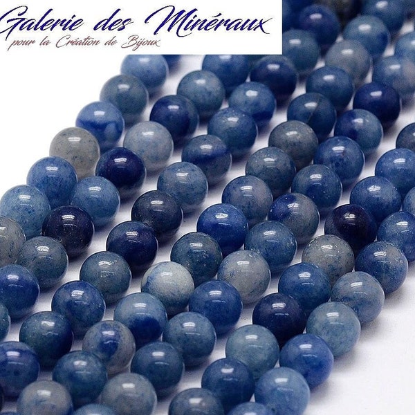 BLUE AVENTURINE gem natural fine stone in batch of round beads in 6mm 8mm 10mm: jewelry creation & creative hobbies