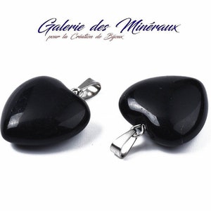 OBSIDIAN Extra Quality Natural Stone Pendant in Heart Shape Lithotherapy Love Valentine&#39;s Day