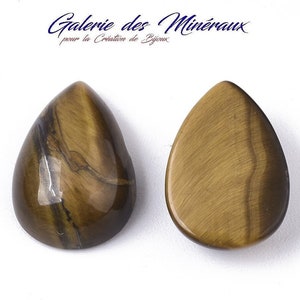 OEIL  DE  TIGRE  gemme pierre naturelle en cabochon à dos plat et en  goutte lisse en 8x6mm, 14x10mm et 18x13mm : création bijoux, macramé