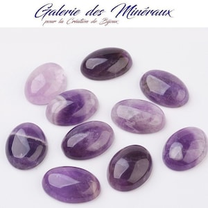 AMETHYSTE pierre naturelle en cabochon ovale en 14x10mm, 18x13mm, 25x18mm et 40x30mm : création bijoux, macramé et loisirs créatifs image 1