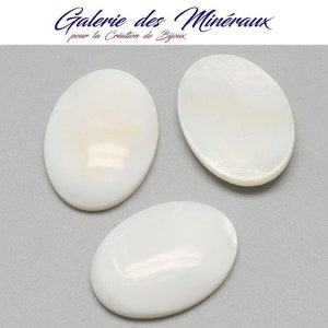 NACRE gemme pierre fine naturelle en cabochon ovale en 18x13mm et 25x18mm : création bijoux, macramé, macramé et loisirs créatifs image 1