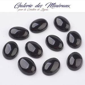 OBSIDIENNE gemme pierre fine naturelle en cabochon ovale en 18x13mm, 25x18mm et 40x30mm : création bijoux, macramé & loisirs créatifs image 1