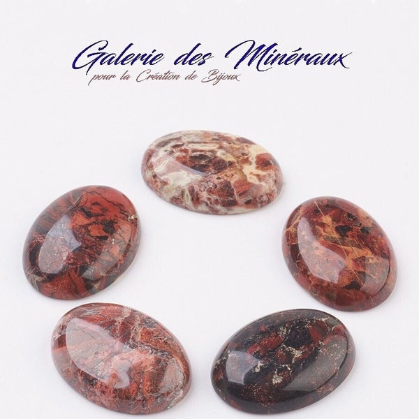 JASPE BRECHIQUE  pierre naturelle en cabochon ovale en 18x13mm, 25x18mm et 40x30mm :  création bijoux, macramé et loisirs créatifs