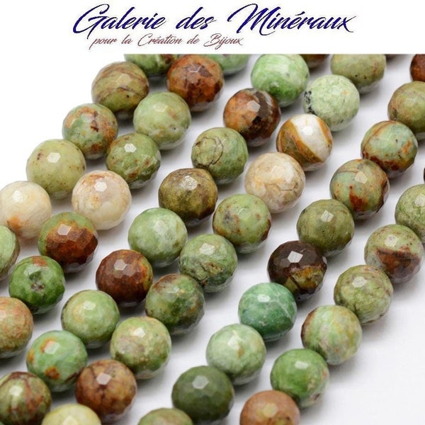 OPALE VERT  gemme pierre fine naturelle en lot de perles rondes à facettes en 6mm 10mm : création bijoux & loisirs créatifs