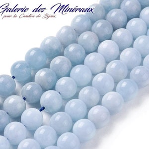 AQUAMARINE gemstone natural fine stone in batch of round beads in 6mm 8mm 10mm: jewelry creation & creative hobbies image 1