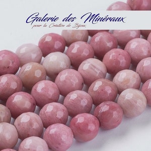 RHODOCHROSITE gem natural fine stone in batch of round faceted beads in 8mm: jewelry creation & creative hobbies