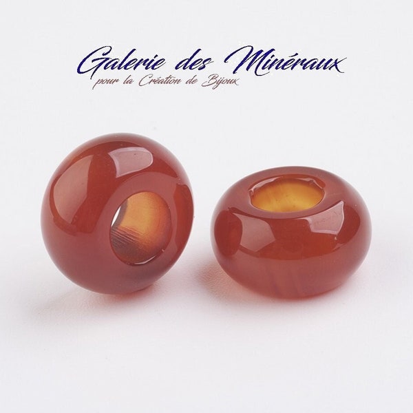 CORNALINE  gemme pierre fine naturelle en lot de perles rondelles de 12mm et 14mm à Gros Trous : création bijoux & loisirs créatifs