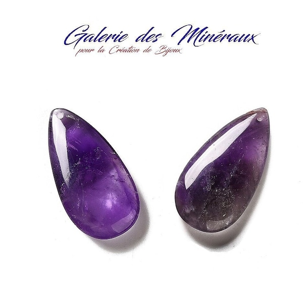 AMETHYSTE  pendentif de  40 CARATS  Qualité Extra en forme Goutte lithotherapie pierre naturelle