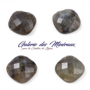 LABRADORITE  gemme pierre naturelle en cabochon à dos plat et en  carré à facettes en 15x15mm : création bijoux, macramé et loisirs créatifs