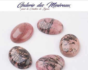 RHODONITE  gemme pierre fine naturelle en cabochon ovale en 18x13mm, 25x18mm et 40x30mm : création bijoux, macramé & loisirs créatifs