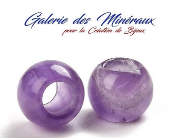 AMETHYSTE gemstone natural fine stone in batch of 12mm round beads with large holes: jewelry creation & creative hobbies