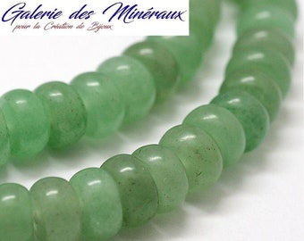 GREEN AVENTURINE gemstone natural fine stone in batch of 8mm rondelle beads: jewelry creation & creative hobbies