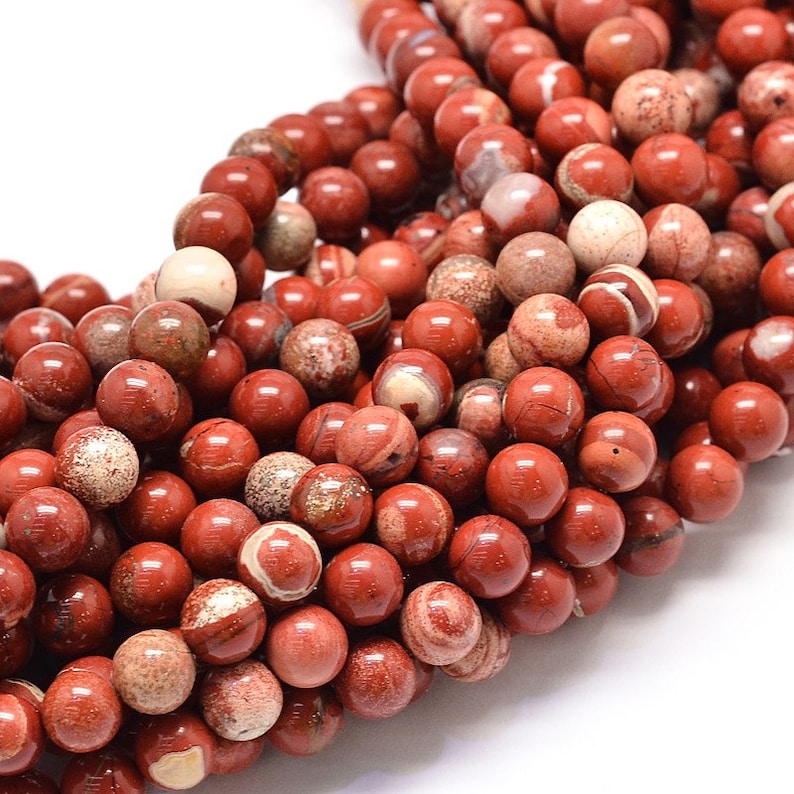 JASPE ROUGE gemme pierre fine naturelle en lot de perles rondes en 6mm 8mm 10mm : création bijoux & loisirs créatifs image 3