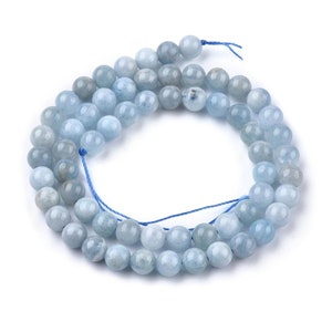 AQUAMARINE gemstone natural fine stone in batch of round beads in 6mm 8mm 10mm: jewelry creation & creative hobbies image 4