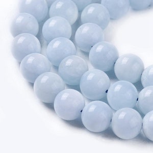 AQUAMARINE gemstone natural fine stone in batch of round beads in 6mm 8mm 10mm: jewelry creation & creative hobbies image 3