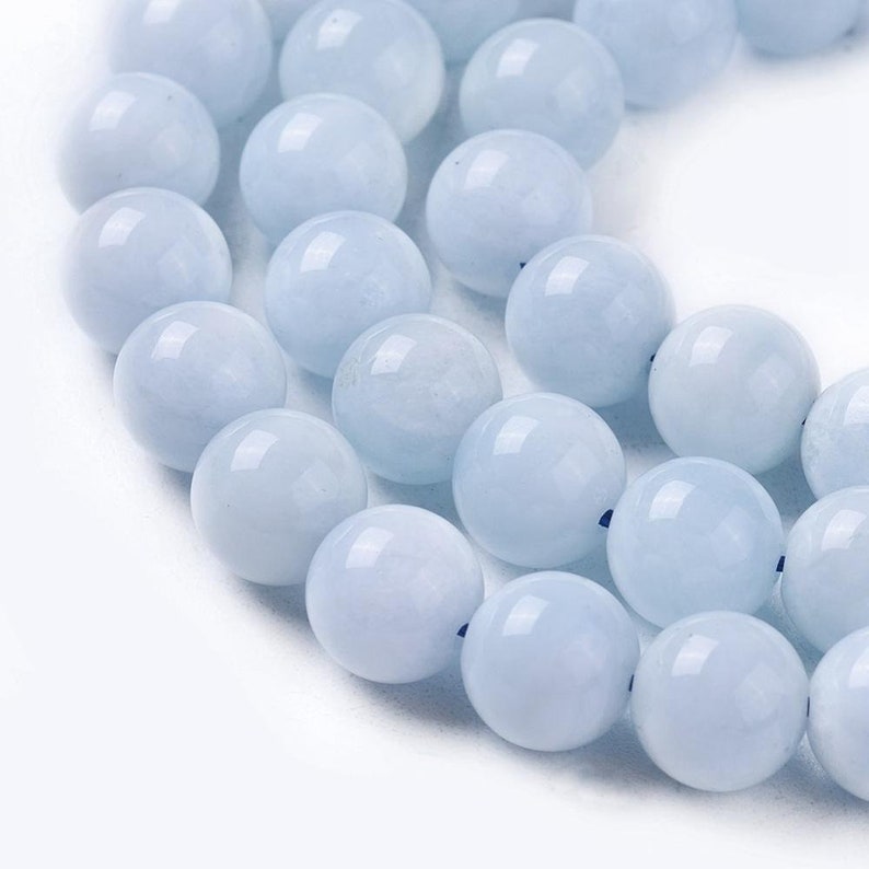 AIGUE MARINE gemme pierre fine naturelle en lot de perles rondes en 6mm 8mm 10mm : création bijoux & loisirs créatifs image 3