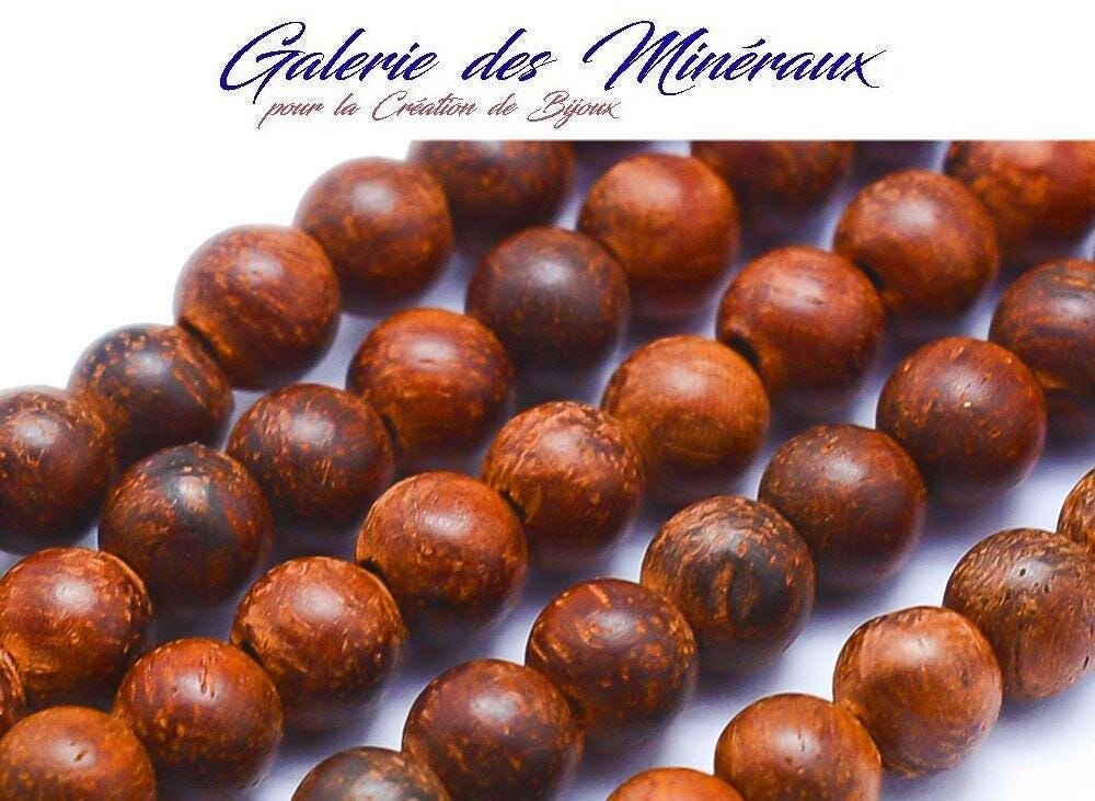 BOIS de ROSE natural wooden bead in a set of round beads in 4mm: jewelry creation & creative hobbies