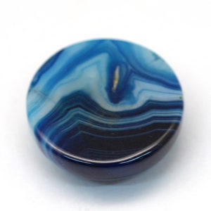 AGATE BLEUE gemme pierre fine naturelle en cabochon rond en 16mm et 20mm : création bijoux, macramé et loisirs créatifs image 4