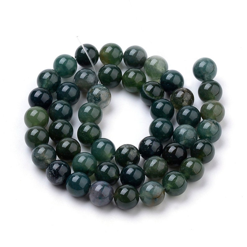 AGATE MOUSSE gemme pierre fine naturelle en lot de perles rondes en 6mm 8mm 10mm : création bijoux & loisirs créatifs image 4