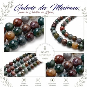 AGATE INDIENNE perles pierre naturelle perles naturelles gemstone en lot perles rondes 6mm 8mm 10mm : création bijoux DIY fournitures bijoux