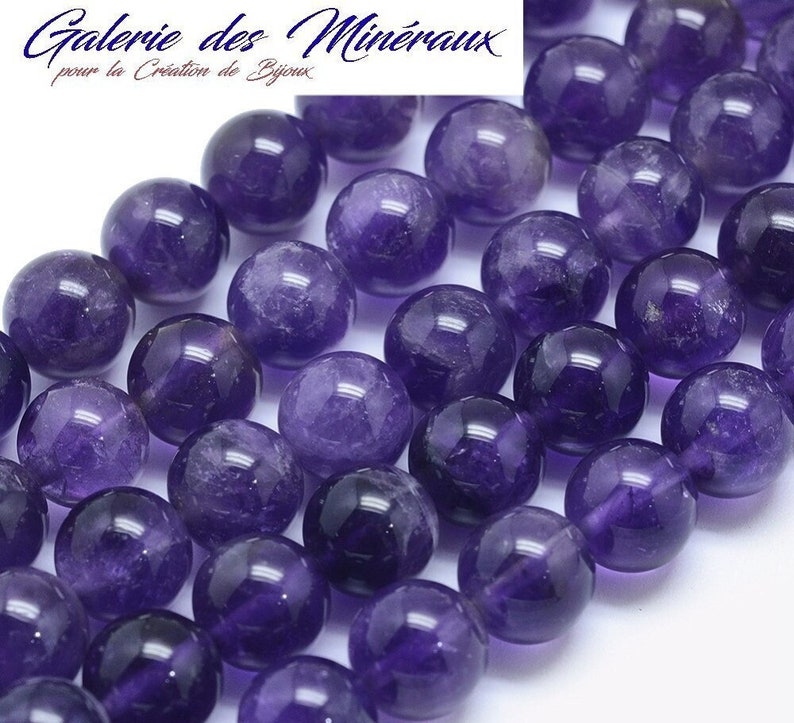 AMETHYSTE gemme pierre fine naturelle en lot de perles rondes en 6mm 8mm 10mm : création bijoux & loisirs créatifs image 1