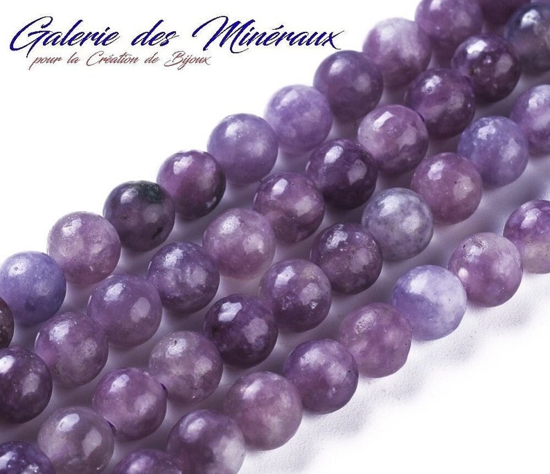 LEPIDOLITE gemme pierre fine naturelle en lot de perles rondes en 6mm 8mm : création bijoux & loisirs créatifs image 1