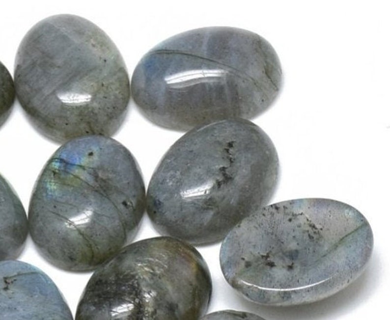 LABRADORITE pierre naturelle cabochon ovale en 14x10mm, 18x13mm, 25x18mm et 40x30mm : création bijoux, macramé et loisirs créatifs lot de 2 pièces