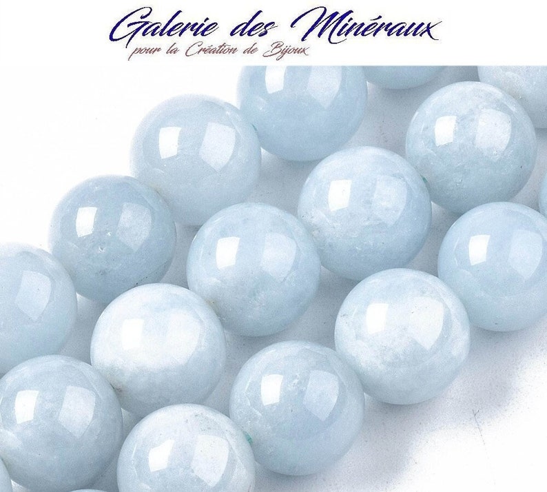 CALCEDOINE gemme pierre fine naturelle en lot de perles rondes en 6mm 8mm 10mm : création bijoux & loisirs créatifs image 1