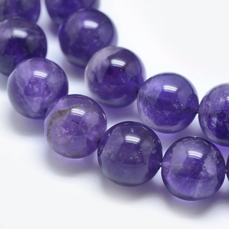 AMETHYSTE gemme pierre fine naturelle en lot de perles rondes en 6mm 8mm 10mm : création bijoux & loisirs créatifs image 3