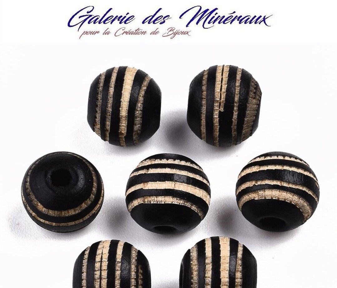 Black WOODEN Beads Engraved Gem Natural Wooden Bead in Batch Etsy