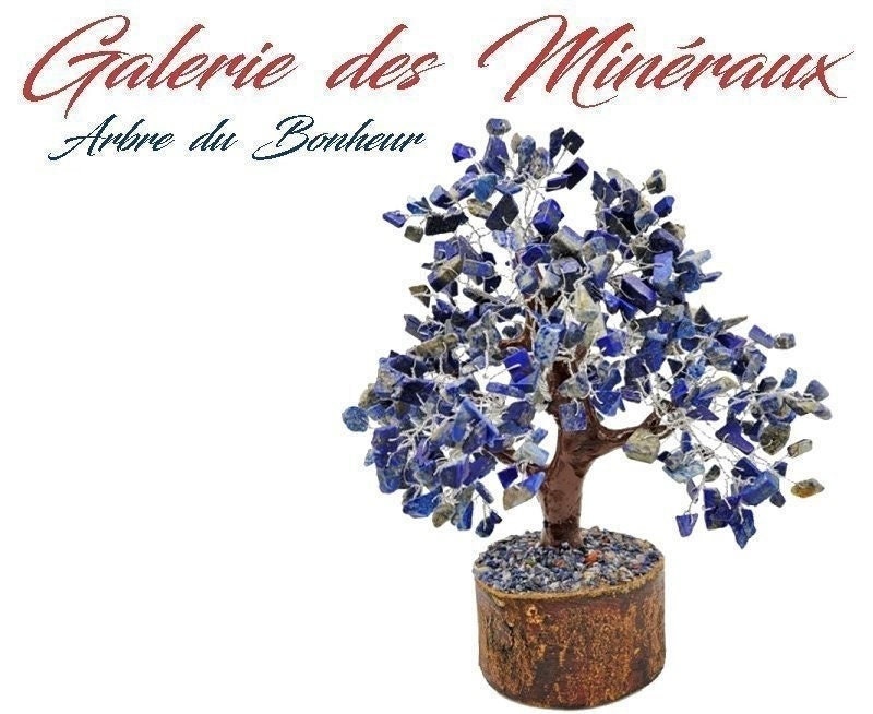 Arbre Du Bonheur | ou Arbre de Vie 300 Pierres Chips Minérales en Lapis Lazuli Lithothérapie Energie