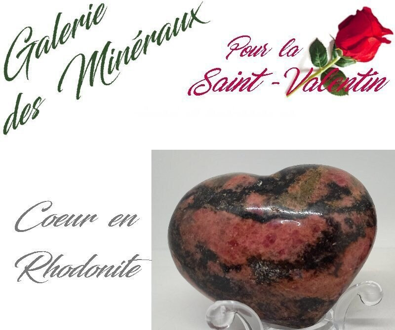 Cœur en Rhodonite de Qualité Extra Cadeau St Valentin - 260Gr