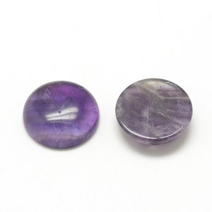 AMETHYSTE pierre naturelle en cabochon rond en 8mm, 10mm, 14mm, 16mm, 20mm et 30mm : création bijoux, macramé et loisirs créatifs lot de 2 pièces