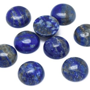 LAPIS LAZULI gemme pierre fine naturelle en cabochon rond en 8mm, 10mm, 16mm et 30mm : création bijoux, macramé et loisirs créatifs image 2